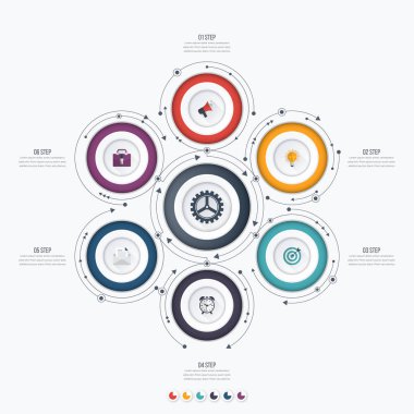 Infographics Şablon 6 daire seçenekleriyle