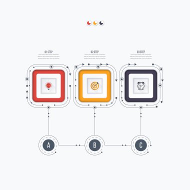 Infographics Şablon 3 seçenekleri ile kare