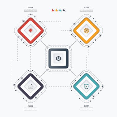 Infographics şablonu dört seçenekleri ile kare