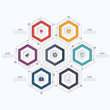 Infographics Şablon 6 seçenekleri ile altıgen