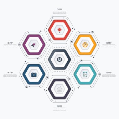 Infographics Şablon 6 seçenekleri ile altıgen