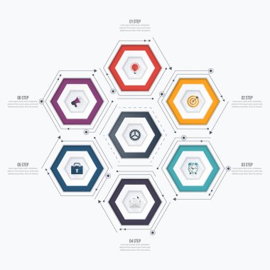 Infographics Şablon 6 seçenekleri ile altıgen