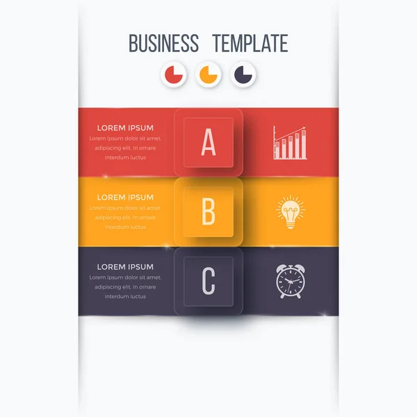 Infographics template 3 options with square — Stock Vector
