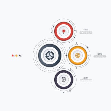 Infographics Şablon 3 daire seçenekleriyle