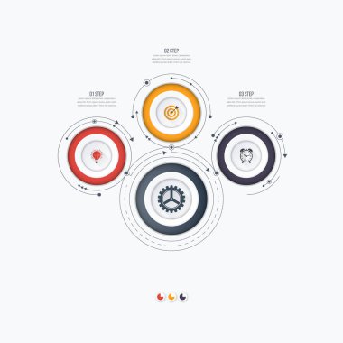 Infographics Şablon 3 daire seçenekleriyle