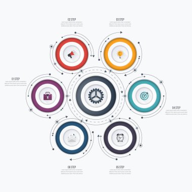 Infographics Şablon 6 daire seçenekleriyle