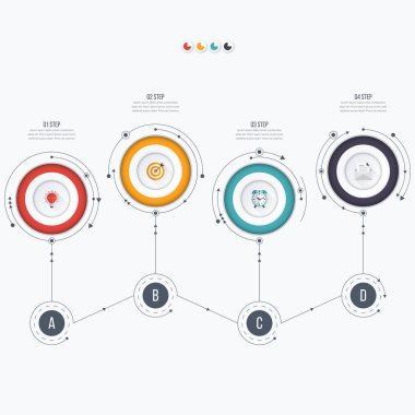 Infographics şablon dört daire seçenekleriyle
