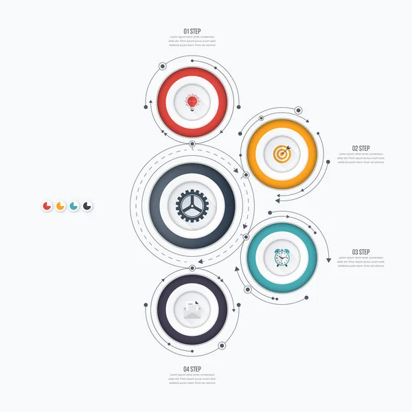 Modèle d'infographie quatre options avec cercle — Image vectorielle