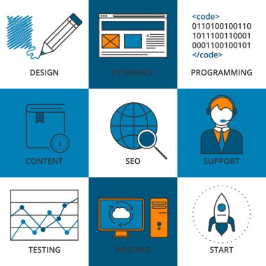 Set bir doğrusal simgeler vektör çizim