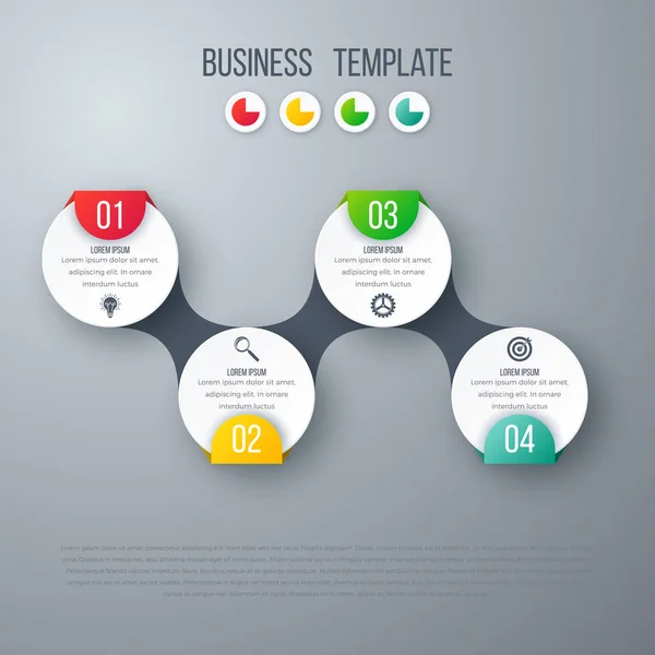 Modelo de linha do tempo de infográficos com círculos —  Vetores de Stock