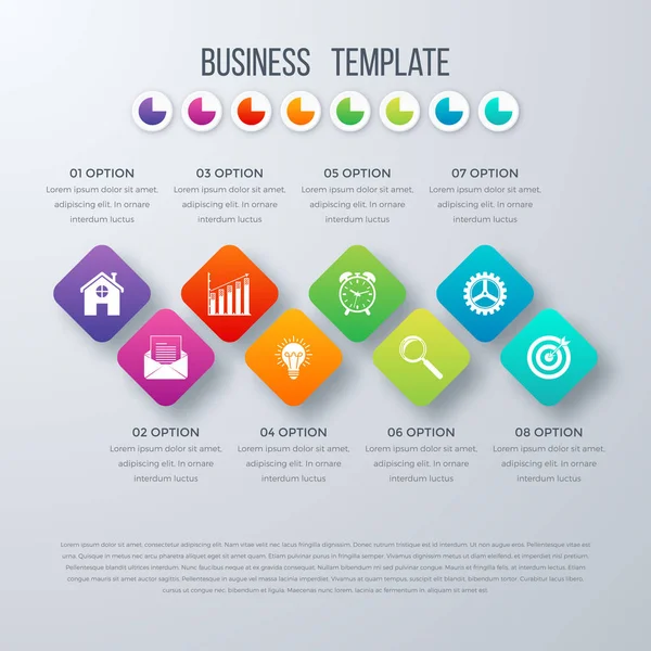 Infográficos quadrados vetoriais com ícones . — Vetor de Stock