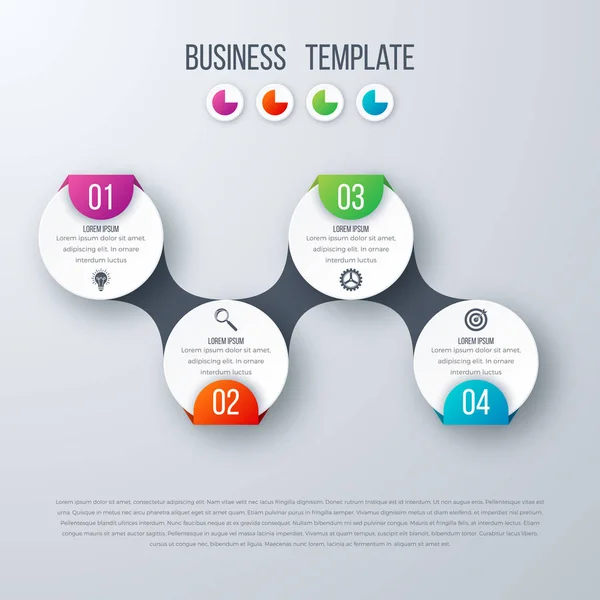 Modelo de linha do tempo de infográficos com círculos —  Vetores de Stock