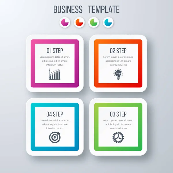 Infographics template four options with square — Stock Vector