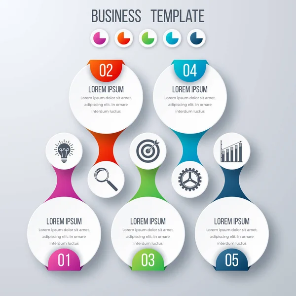 Infographics sjabloon vijf opties met cirkel — Stockvector