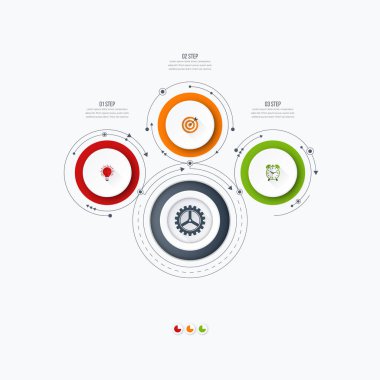 Infographics Şablon 3 daire seçenekleriyle