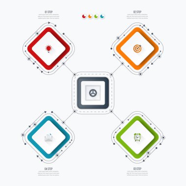 Infographics şablonu dört seçenekleri ile kare
