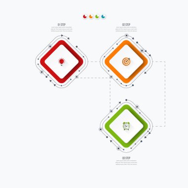 Infographics Şablon 3 seçenekleri ile kare