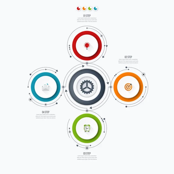 동그라미 Infographics 템플릿 4 옵션 — 스톡 벡터