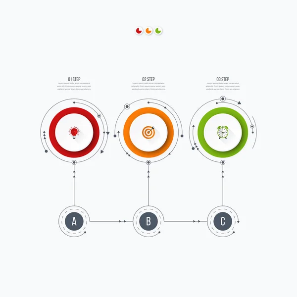 Infographics template 3 options with circle — Stock Vector