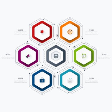 Infographics Şablon 6 seçenekleri ile altıgen