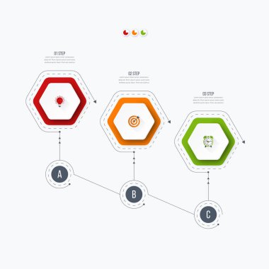 Infographics Şablon 3 seçenekleri ile altıgen