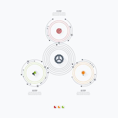 Infographics Şablon 3 daire seçenekleriyle
