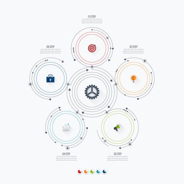 Infographics Şablon 5 daire seçenekleriyle