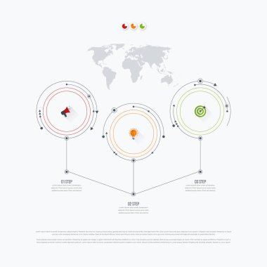 Infographics Şablon 3 daire seçenekleriyle