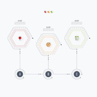 Infographics Şablon 3 seçenekleri ile altıgen