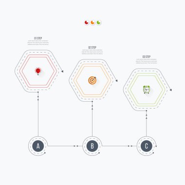 Infographics Şablon 3 seçenekleri ile altıgen