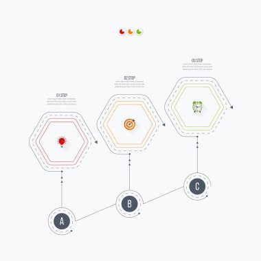 Infographics Şablon 3 seçenekleri ile altıgen