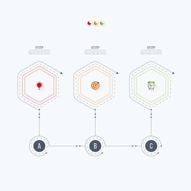 Infographics Şablon 3 seçenekleri ile altıgen