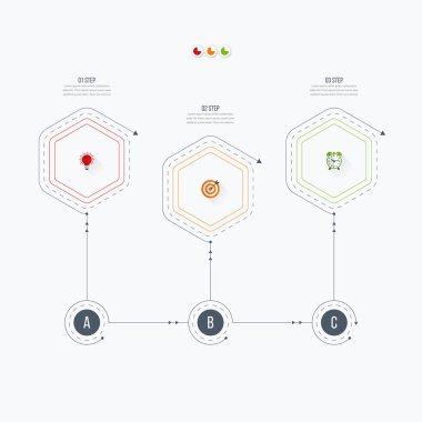Infographics Şablon 3 seçenekleri ile altıgen