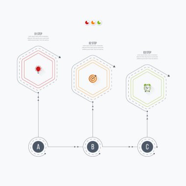Infographics Şablon 3 seçenekleri ile altıgen