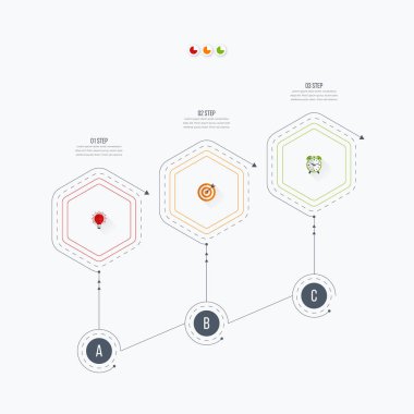 Infographics Şablon 3 seçenekleri ile altıgen