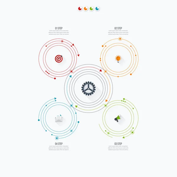 Infografik Vorlage vier Optionen mit Kreis — Stockvektor