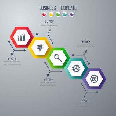 Altıgen Infographics Şablon 5 seçenekleriyle