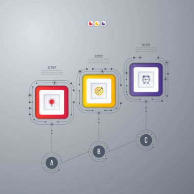 Infographics Şablon 3 seçenekleri ile kare