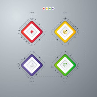 Infographics şablonu dört seçenekleri ile kare
