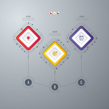 Infographics Şablon 3 seçenekleri ile kare