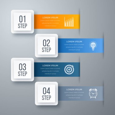 Infographics şablonu dört seçenekleri ile kare