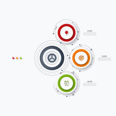 Infographics Şablon 3 daire seçenekleriyle