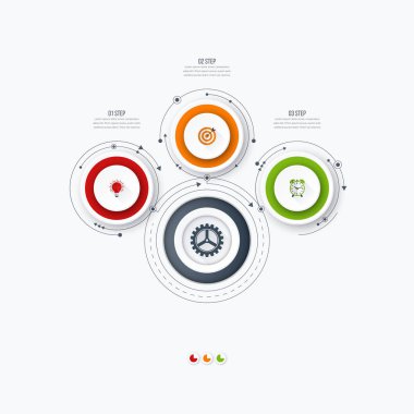 Infographics Şablon 3 daire seçenekleriyle