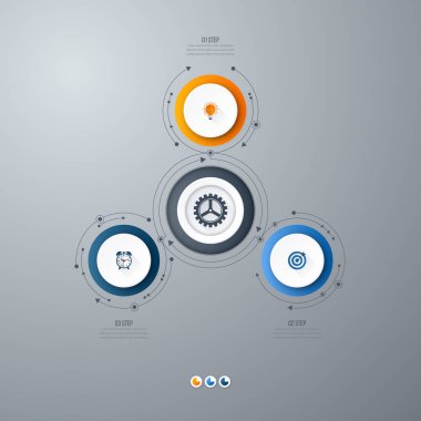 Infographics Şablon 3 daire seçenekleriyle