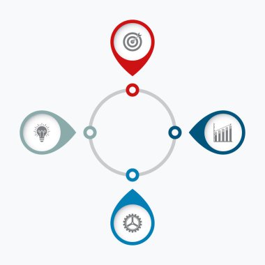 Infographics şablon dört daire seçenekleriyle