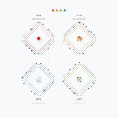 Infographics şablonu dört seçenekleri ile kare