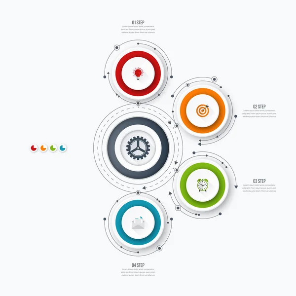 Modèle d'infographie quatre options avec cercle — Image vectorielle