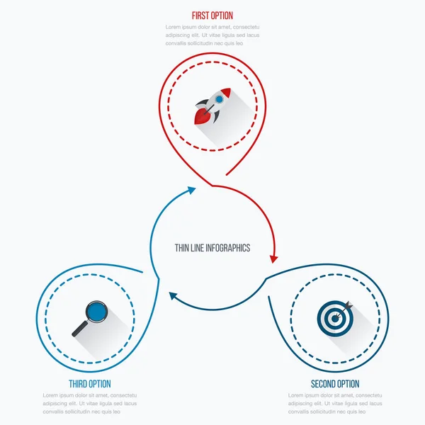 Plantilla de infografías 3 opciones con círculo — Vector de stock