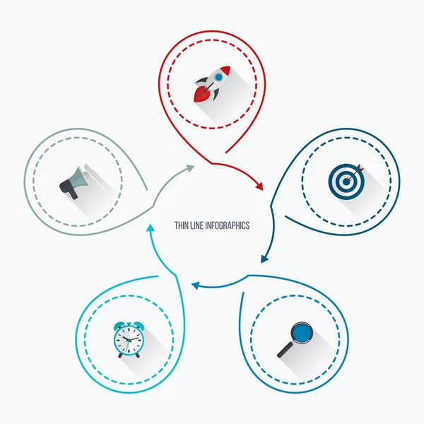 Infographics πρότυπο πέντε επιλογές με κύκλο — Διανυσματικό Αρχείο