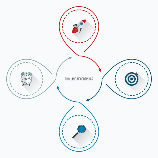 Infographics mall fyra alternativ med cirkel — Stock vektor